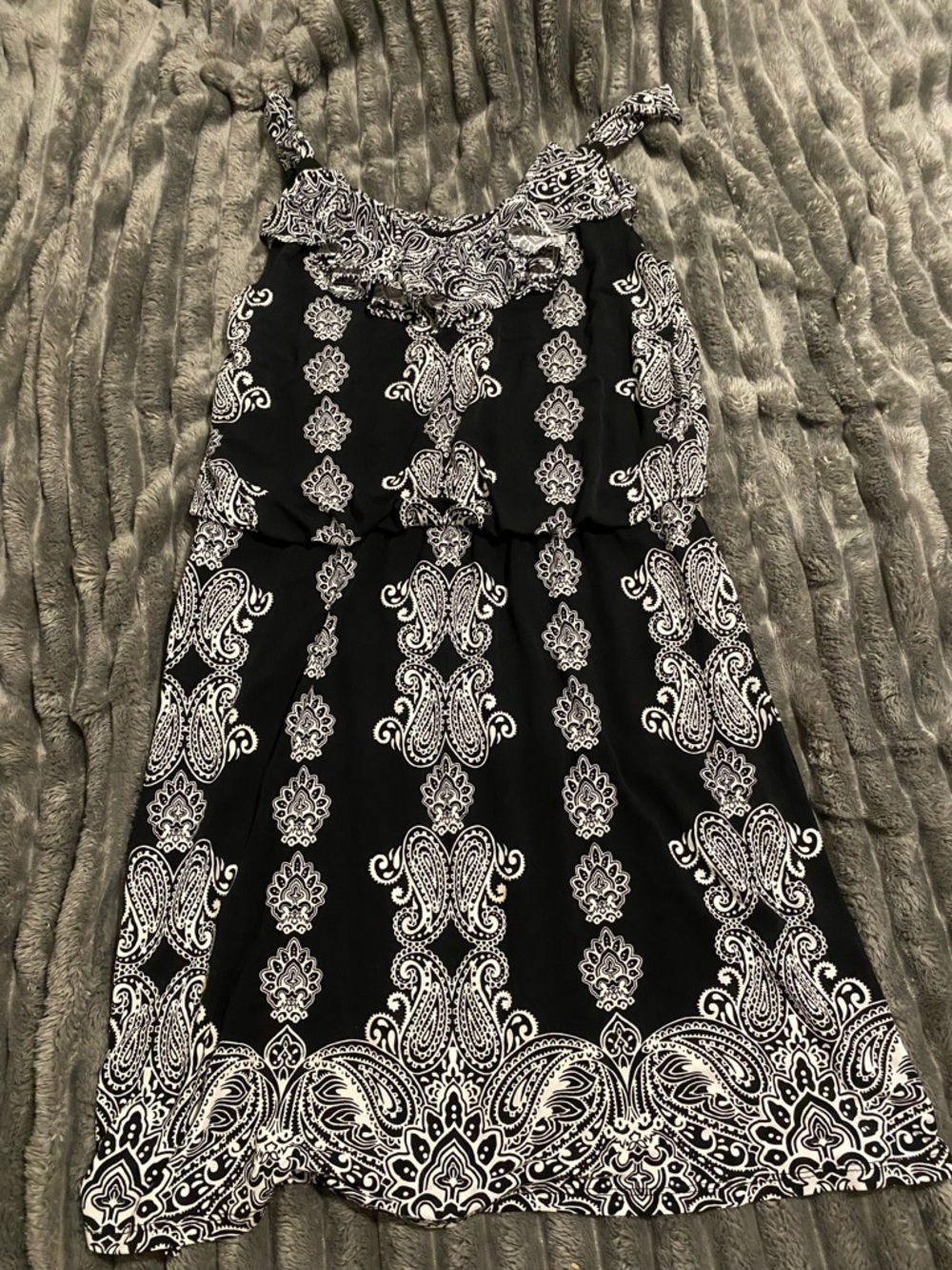 White House Black Market Black & White Paisley-Print Midi Sundress